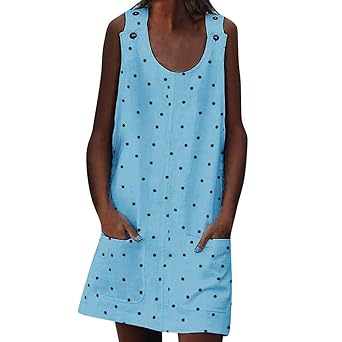 CUTUDE Damen Kleider Röcke Kurzarm Sommerkleider Frauen Rundhalsausschnitt Daytime Lässige Taschen Dot Print Plus Size Kleide