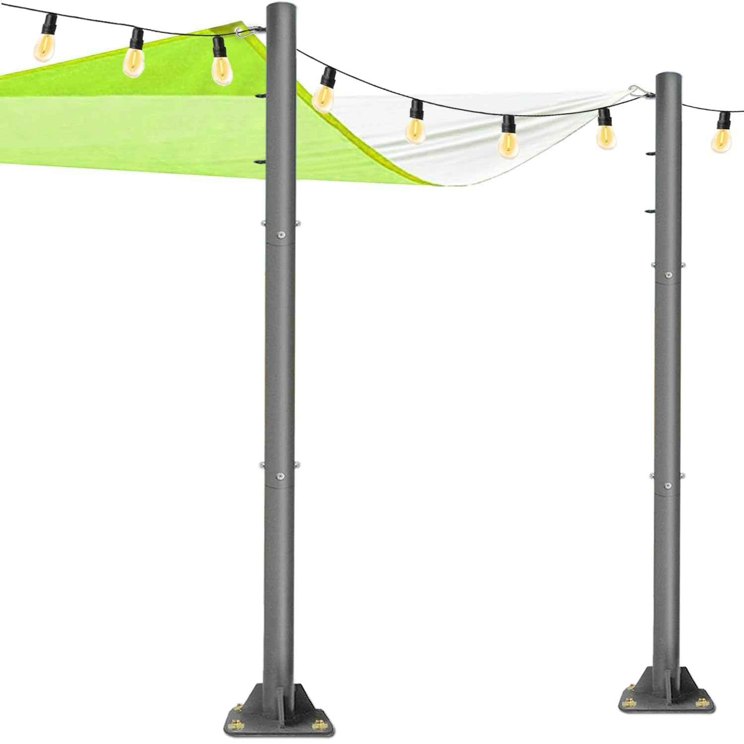Photo 1 of 2 Pack Sun Shade Sail Poles - 10ft Outdoor Sunshade Sail Post Support Awning Canopy Heavy Duty Metal Pole Kit for Patio Garden Yard Backyard Grassland
