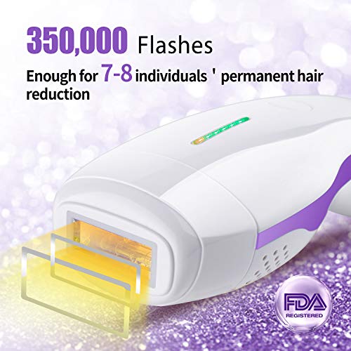 DEESS IPL Hair Removal Device GP586, Permanent Hair Removal for Women, 350,000 Flashes Light Pulses Hair Removal System Home Use. Corded Design, Gift: Goggles, Purple, No Cooling Gel Needed.