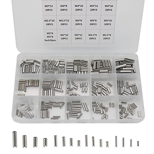 320 Pcs 16 Kinds Slotted Spring Pin 304 Stainless Steel M2 M2.5 M3 M4 Split Spring Dowel Tension Roll Pins Assortment Kit