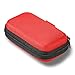 Red Rectangle Small EVA Case - Portable Protection Hard Shell Exterior Lightweight Universal Zipper Pouch Carrying Bag for Earbud, Headset, Charger, Airpods, iPod, USB Cable, MP3, Key, Change Purse