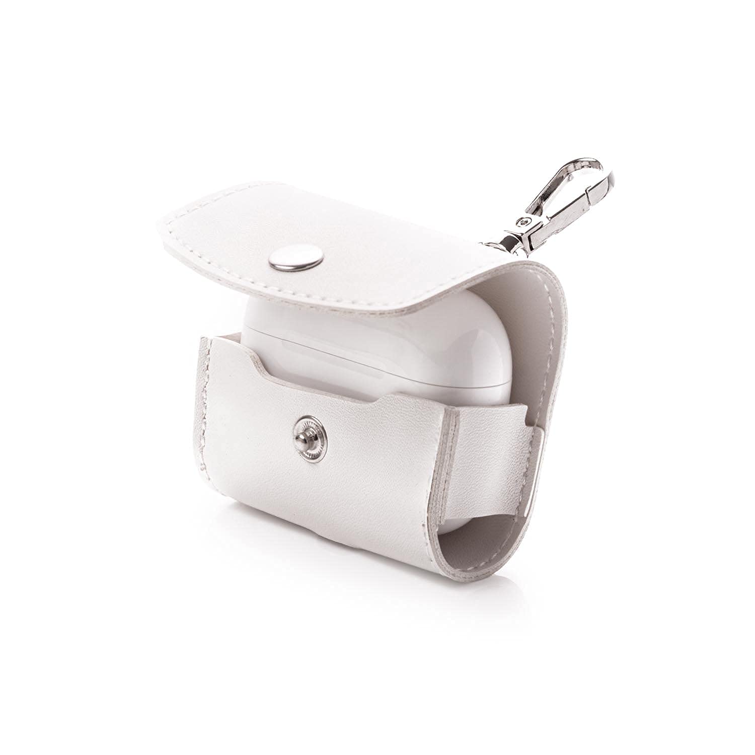 KEYLEAN Soft Vegan Leather with Keyring Protective Case for Apple AirPods Pro, Cream