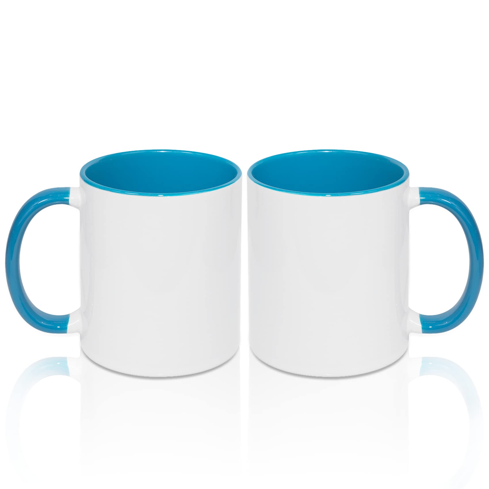 MR.R 11oz Sublimation Blank Coffee Mugs,Cup Blank White Mug Cup with Light Blue Color Mug Inner and Handle,Set of 2 — image 1