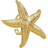 Vintage Starfish Statement Ring for Women Gold-Tone Plated Stainless Steel Fashion Adjustable Ocean Sea Star Style Open Wrap Finger Rings Comfort Fit Chic Boho Holiday Summer Party Dainty Jewelry