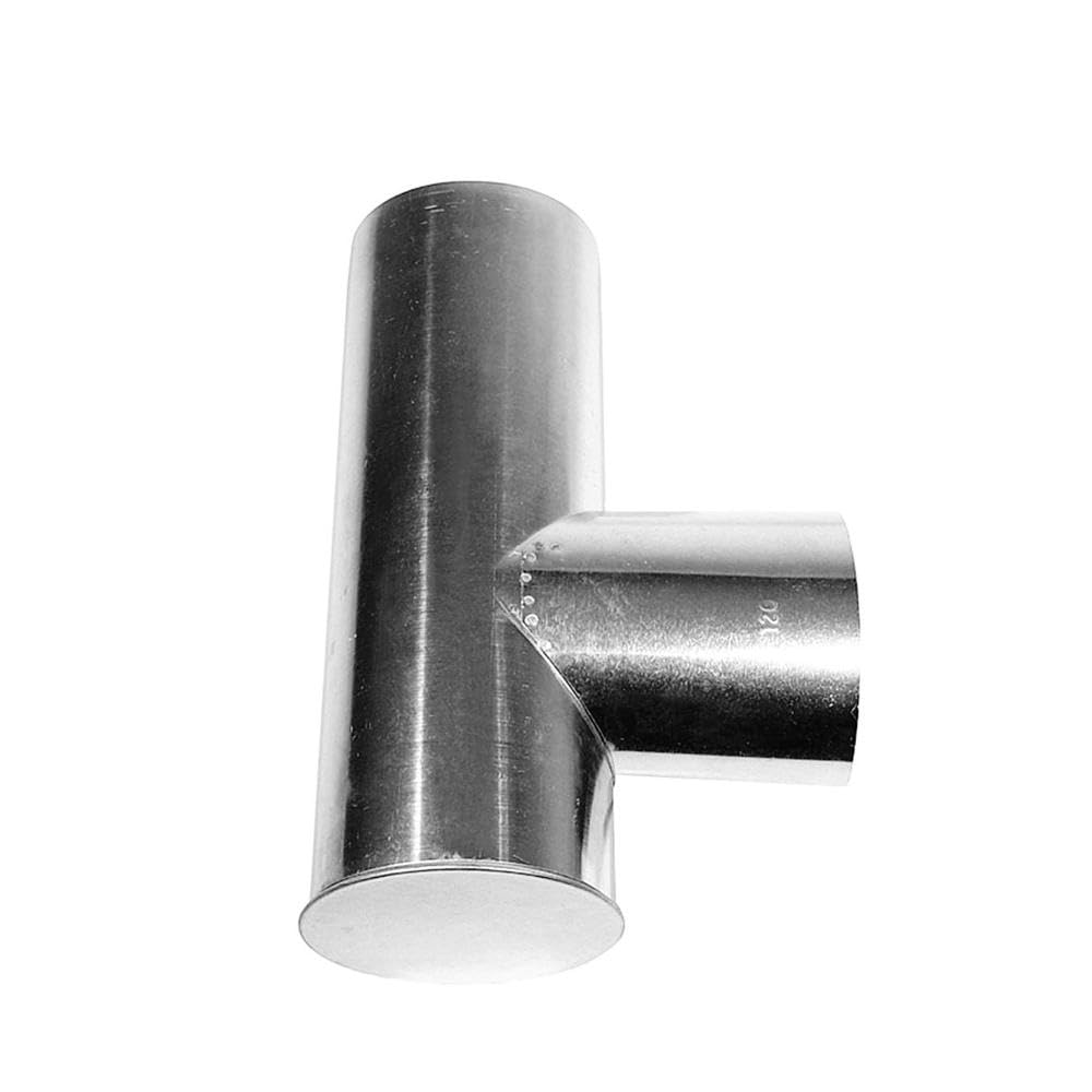 Kamino - Flam 90 ° Tee Pipe, Ø 130 mm Hot-dip Aluminised (FAL) Steel Tee with Cap, Chimney T-pipe Connector, Stainless T-piece for Stoves, Single Wall Flue Tee approx. 330 mm Long, Silver