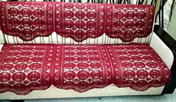 Griiham 3 Seater Maroon Embroidery Sofa Cover