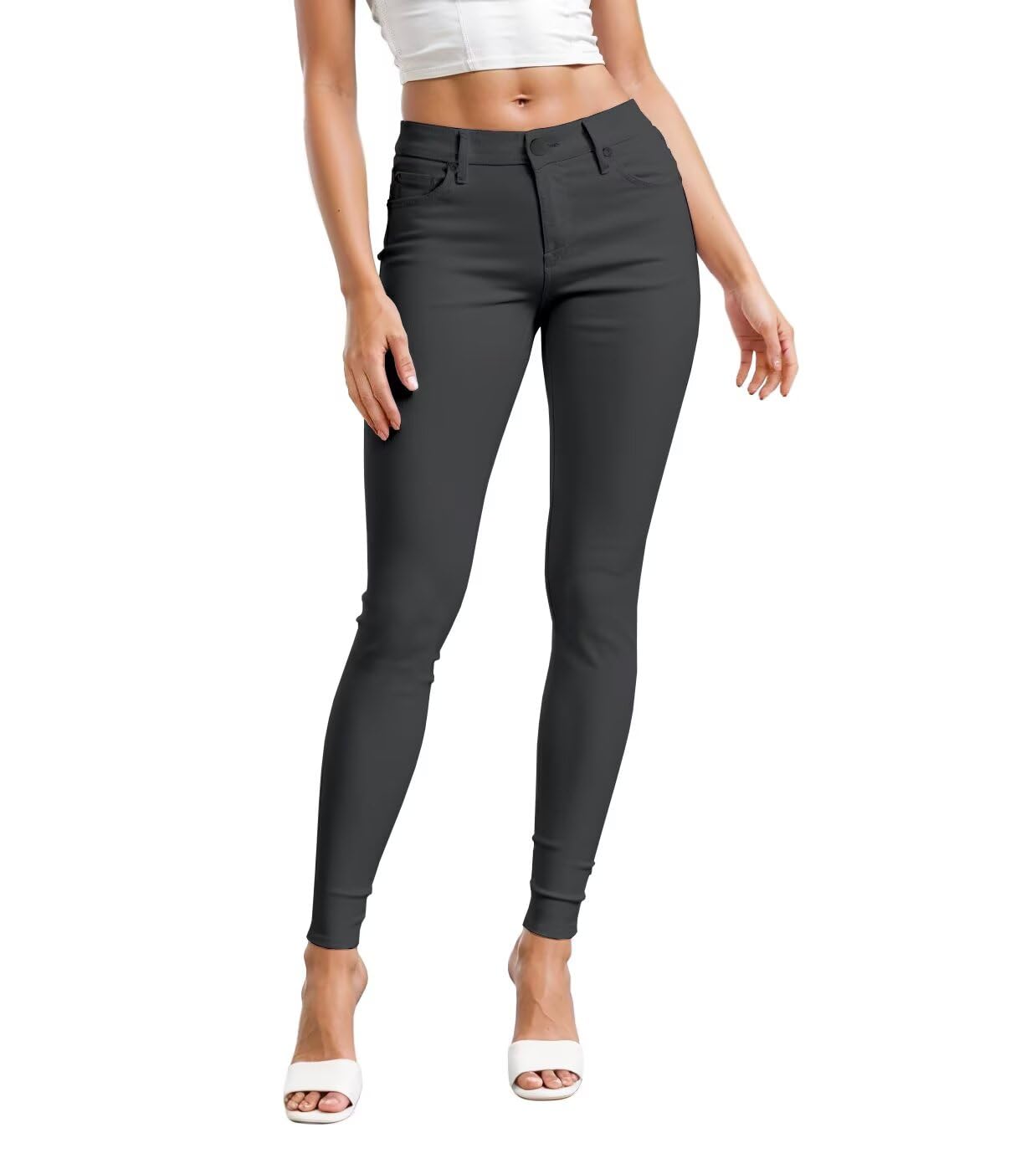 Photo 1 of & Company Womens Hyper Ultra Stretch Comfy Skinny Leg Work Casual Pants P44876SK CHR L Long Charcoal