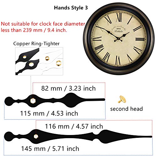 Youngtown 2 Sweep Silent Clock Movements with 4 Pack Different Size