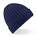 Beechfield Unisex Chunky Ribbed Winter Beanie Hat (One Size) (Black)