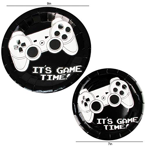 177 Piece Video Gaming Party Supplies Set Including Banner, Plates, Cups, Napkins, Tablecloth, Spoon, Forks, and Knives, Serves 25