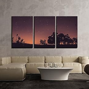 3 Piece Canvas Wall Art - Beautiful Starry Sky - Modern Home Art Stretched and Framed Ready to Hang - 16"x24"x3 Panels