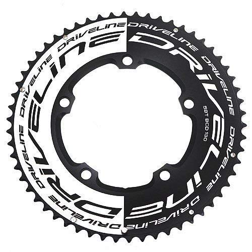 Driveline AL7075 Road Bike Bicycle TT Chainring 58T, BCD 130mm, Black and White , ST1554
