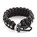 X-Plore Gear Survival Paracord 550 Bracelet With Fire Starter, Tinder, Eye Knife | Durable Parachute Nylon Snug Fit | Build Shelter, Catch Food | For Emergencies, Traveling (Black)