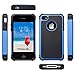 ULAK iPhone 4S Case, iPhone 4 Case, Knox Armor Hybrid Dual Layer Protective Case Cover with Hard Plastic and Soft Silicone for iPhone 4S & iPhone 4 (Black+Blue)