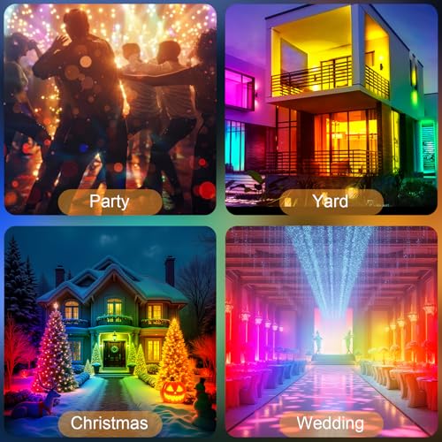50W Outdoor RGB LED Floodlight, 2PCS Color LED Projector with Remote Control 2.4G and Bluetooth APP Projector RGBW IP66 Waterproof Spot Led Color LED RGB Dimmable Bar for Garden Tree Festival