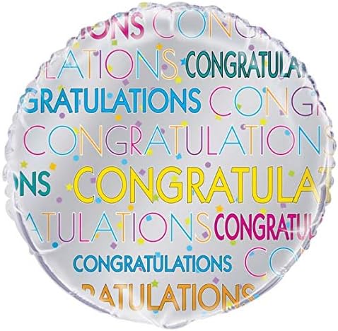 Unique Party 56673 - 18" Foil Bright Star Congratulations Balloon, Grey/Multicoloured - Image 4