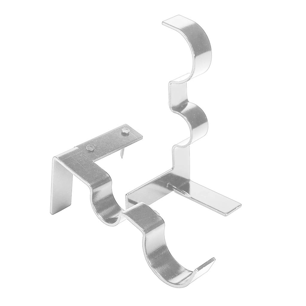 Lpl Double Rod Brackets Curtain Rod Wall Bracket Curtain Holders Tap Right Into Window Frame No Screws No Drills (Silver)
