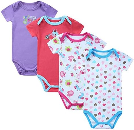Cheelibaby Unisex Baby's Short Sleeve Bodysuits 100% Cotton Onesies for Boy &amp; Girl