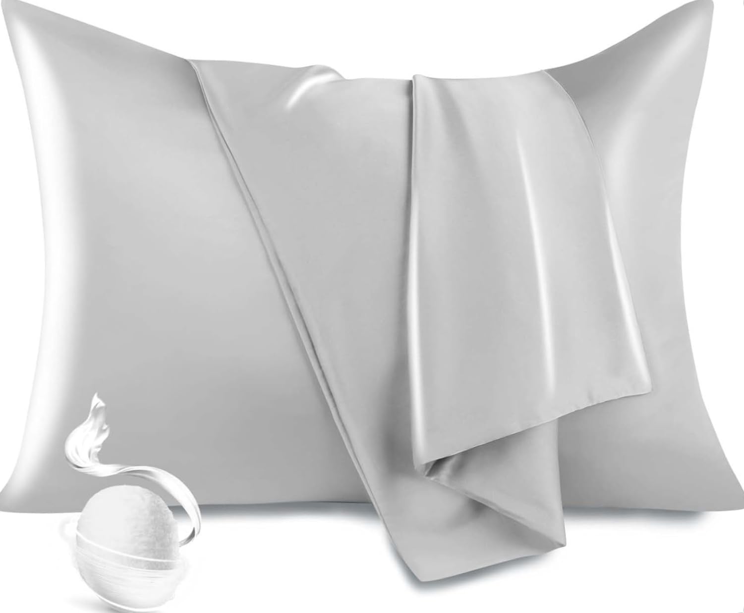 100% Mulberry Silk 19 Momme Charmeuse Silk Pillowcase With Silky Satin underside for Hair and Skinfor Hair and Skin 1pc 50 x 75 cm (Gray)