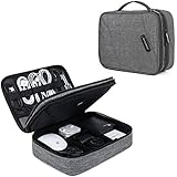 BAGSMART Double Layer Travel Universal Cable Organizer Cases Electronics Accessories Storage Bag for 10.5'' iPad Pro, iPad air, Charger, Kindle, Grey