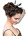 vimans Women's Bowknot Feather Detachable Cocktail Party Veil Fascinator Hair Clip Hat Black