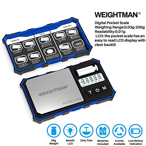 Gram Scale, Weightman Digital Pocket Scale 200 x 0.01g, Scales Digital