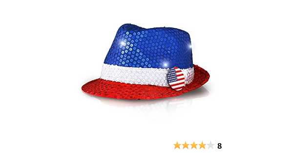 Blue Sequin Light Up LED Fedora Hat 