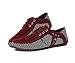 QIDIANTRADE Men's Fashion Casual Boat Gommino Shoes, Lace up Suede Sneaker, Breathable Slip. (9.5D(M) US, Red)