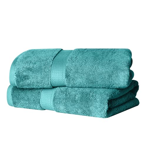 Superior Egyptian Cotton 800 GSM Bath Towel Set, Includes 2 Bath Towels, Luxury Plush Essentials, Absorbent Quick Dry Towels, Guest Bathroom, Apartment, New Home, Shower, Hotel Quality, Turquoise