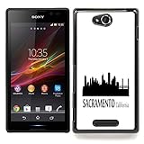 STPlus Sacramento, California USA United States of America City Skyline Silhouette Postcard Hard Cover Case for Sony Xperia C