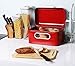 Bread Box for Kitchen Counter - Red Bread Bin, Retro Storage Container with Front Window, For Doughnuts, Pastries, Cookies - 12 x 7 x 6 Inches