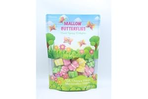 The Snackery Pink, Green, and Yellow Butterfly Shaped Marshmallows, Puffy Vanilla Flavored Marshmallows, (12 Oz)