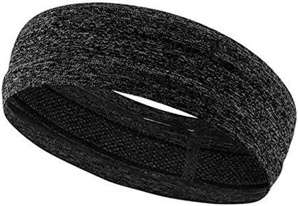 Headbands Sports Sweatbands Mens Womens - Non Slip Design &amp; Moisture Wicking - Athletic Elastic Head Sweatbands for Yoga, Work Out, Running, Cycling, Hiking, Crossfit, Tennis (Black)