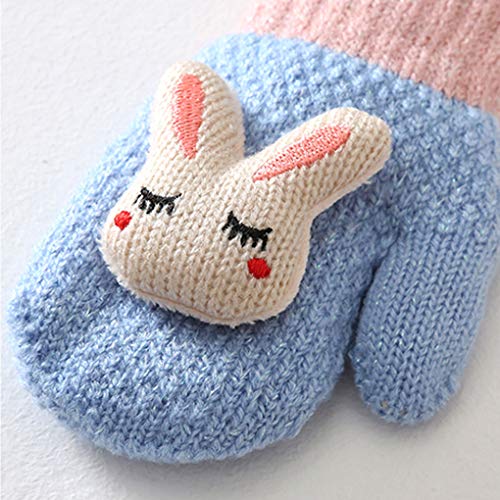 Toddler Baby Knitted Gloves Cute Winter Fleece Ski Mittens Xmas Gift for Kids