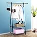 SONGMICS Clothing Garment Rack with 2-Tire Shelf for Shoes Clothes Storage Black