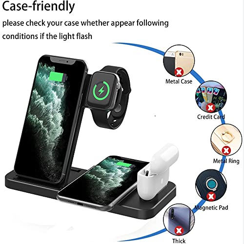 AIHAOYU 18W Fast Wireless Charger 4 in 1 Charging Dock Station for Samsung iPhone 13 12 11 Pro XS MAX XR 8 Plus Apple Watch SE 6 5 4 3 AirPods Pro