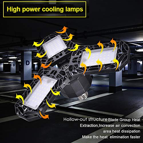 Led Garage Lights, Deformable Shop Lights for Workshop, 4000LM, 40W Led Lights for Garage Ceiling Screw in, Adjustable Triple Glow Led Garage Light, LED Light Bulbs for Warehouse, Corridor, Stadium - Thumbnail 2