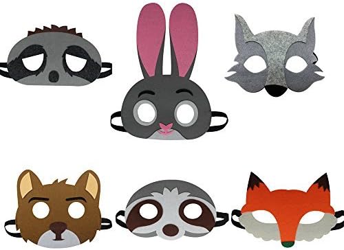 6 Pack Jungle Felt Animal Masks for Kids Wild Animal Party Favors Dress Up Costume