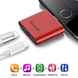 Lightning to Dual Lightning Adapter Baseus Double Lightning Headphone Audio & Charge Support Sync Data+Listening to Music+Calling Converter for iphone 7/7 plus Compatible for iOS 11 NEW