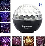 Intsun Bluetooth Portable Rechargeable Speaker with Stage Lights, Disco Ball Light Speaker RGB Color, LED Crystal Ball Auto Rotating with FM Radio,for TF Card, for Party Wedding Birthday Club