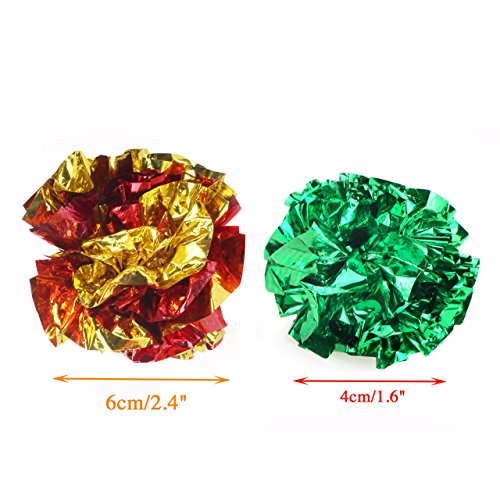 CHIWAVA 45PCS 1.6'' Mylar Balls Cat Toy Shiny Crinkle Ball Kitten Crackle Lightweight Play Assorted Color