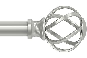 VOIIY Curtain Rods for Windows 48 to 84 Inch(4-7 Feet),3/4" Diameter Silver Drapery Rods with Twisted Cage Finials,Size:36-88 Inch