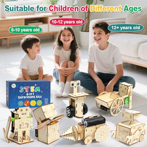 STEM Robot Toys Age 8 9 10 11 12 13 14, Science Experiments for Kids, Science Kits for Kids, Wooden Engineering Kits, Electronics Kit for Kid, Activity Toys Gifts for 8 9 10 11 12 13 14 Year Old Boys
