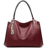 CLUCI Cow Leather Designer Handbags Purse Tote Shoulder Bags Clutch for Women on Sale Wine Red