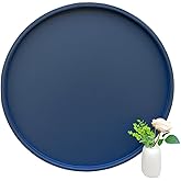 Galopgen 30-inch Round Ottoman Serving Tray - Textured PU Leather Coffee Table Decor, Waterproof Heat-Resistant Large Organizer for Home, Office, Bed & Party Essentials (Navy Blue, 30)