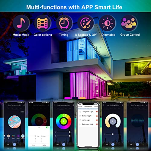 Smart LED Floor Lamp DoubleSided, 16 Million RGBCW Color Changing WiFi