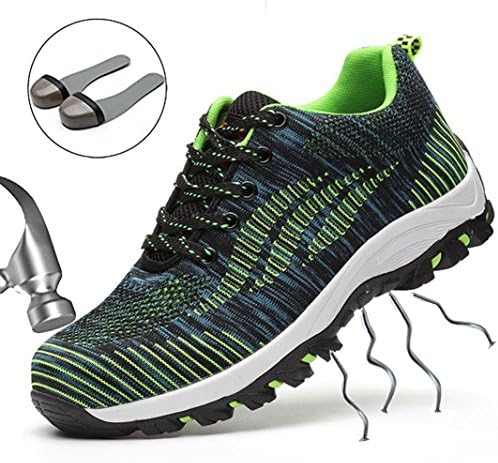 SUADEEX Womens Mens Safety Shoes Steel Toe Cap Work Shoes Trainers Flyknit Breathable Lightweight Ankle Hiking Shoes Sport Sneaker
