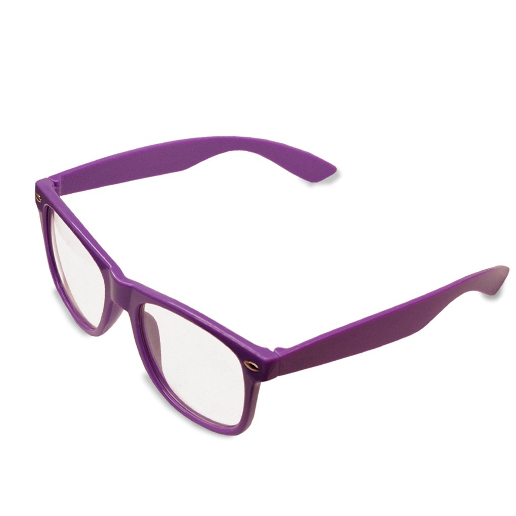 GAPlus Stylish Neon Geek Glasses Festival Fun Party wear 80's Coloured Fancy Dress Costume (Purple)