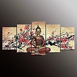 Formarkor Art Cyber Monday Deal Christmas Gift Markorart-kx00339,5panel Canvas Art Buddha the Plum Blossom Picture Wall Panel Home Decorative Canvas Prints on Canvas