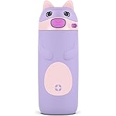 Ello Ellies 12oz Vacuum Insulated Stainless Steel Kids Water Bottle with Straw and Built-in Carrying Handle and Leak-Proof Locking Lid for School Backpack, Lunchbox and Outdoor Sports, Cat